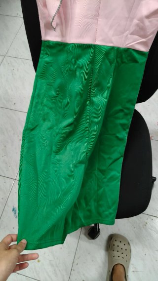 Vestido rosa y verde