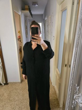 Vestido camisero largo negro Talla 48
