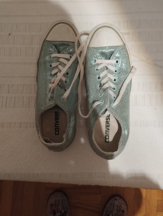 Zapatillas Converse plateadas y turquesa niña