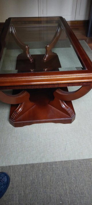 Mesa de centro cristal y madera