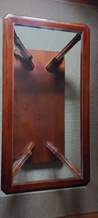Mesa de centro cristal y madera