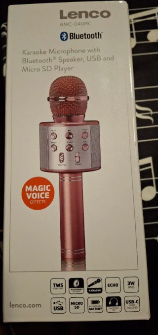Micrófono Karaoke Lenco Bluetooth USB SD