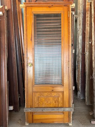 Puerta madera cristalera antigua 1 hoja