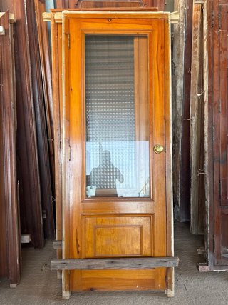 Puerta antigua madera cristalera 1 hoja