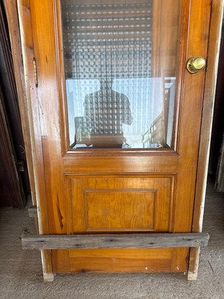 Puerta antigua madera cristalera 1 hoja