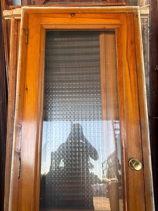 Puerta antigua madera cristalera 1 hoja