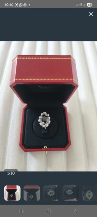 Anillo Zafiro y Diamantes Plata con certificado