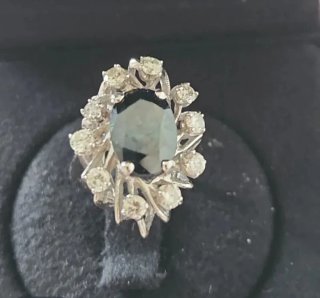 Anillo Zafiro y Diamantes Plata con certificado