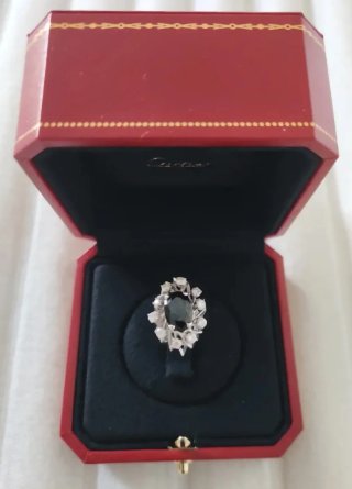 Anillo Zafiro y Diamantes Plata con certificado