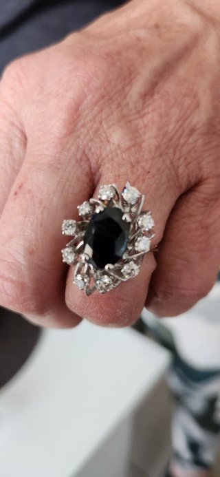 Anillo Zafiro y Diamantes Plata con certificado