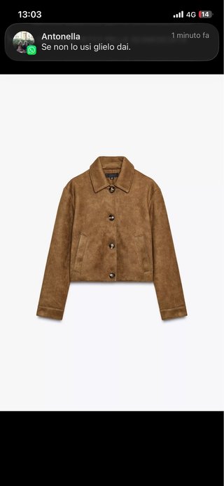 Giacca Zara camoscio marrone Tg S