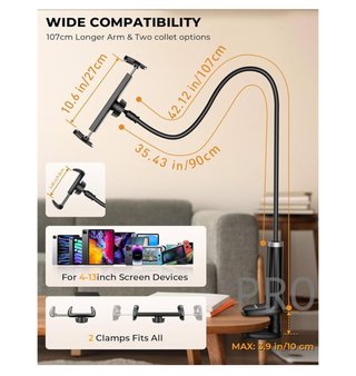 Soportes Tablet móviles con Pinza Tryone