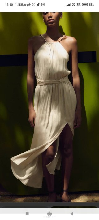 Vestido Zara raso beige Talla L Nuevo con etiqueta