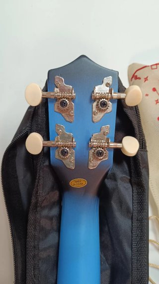 Ukelele azul con accesorios