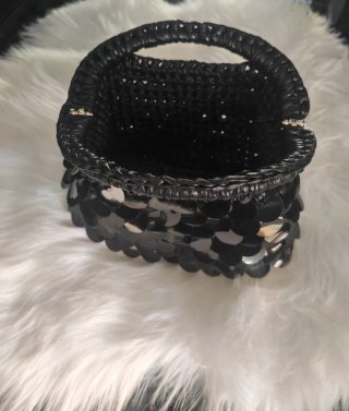 Borsa Clutch handmade paillettes nere