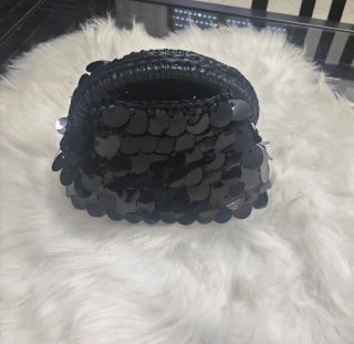 Borsa Clutch handmade paillettes nere