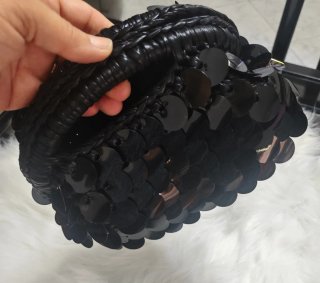 Borsa Clutch handmade paillettes nere