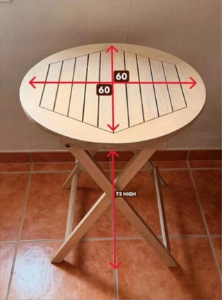 Mesa redonda plegable madera balcón