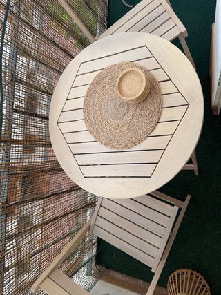 Mesa redonda plegable madera balcón