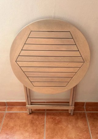 Mesa redonda plegable madera balcón