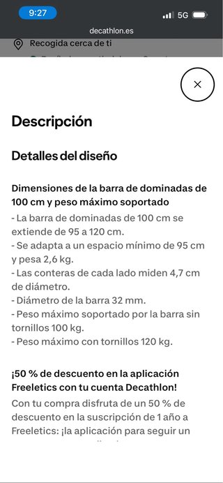 Barra de dominadas CORENGTH 100cm