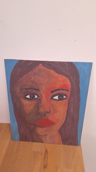 Pintura original a mano, rostro mujer. Obra única