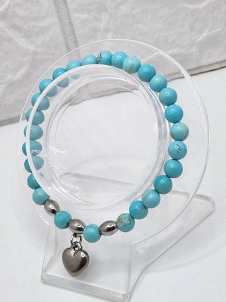 Pulsera Turquesa y Acero Inox Corazón