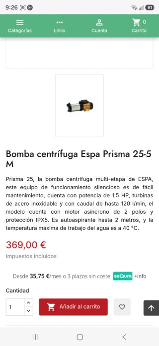Bomba ESPA PRISMA 25 5M Centrífuga