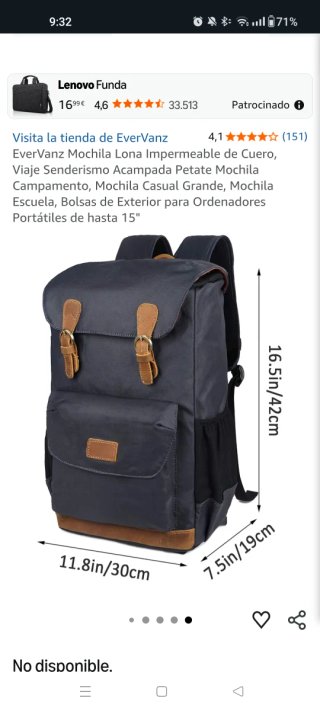 Mochila EverVanz Retro Marrón y Azul Marino
