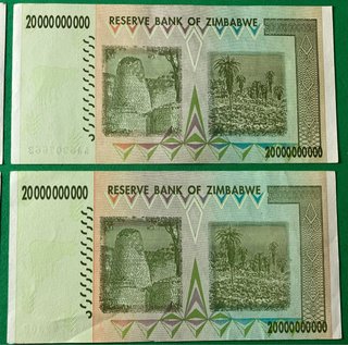 6 Banconote dello Zimbabwe 2008