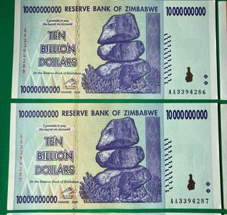 6 Banconote dello Zimbabwe 2008