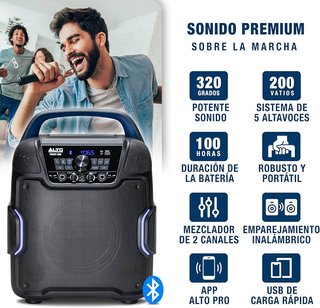 Altavoz Alto Uber FX2, 200W +BTooth +Batería 100h