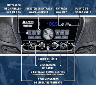 Altavoz Alto Uber FX2, 200W +BTooth +Batería 100h