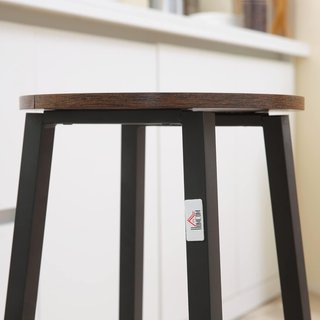 Conjunto de 2 Taburetes de Bar de Madera y Acero, Taburetes de Cocina con Reposapiés para Sala de Estar, Comedor, Cocina y Bar, Estilo Industrial, 32.5X32.5X65 Cm, Marrón Rústico