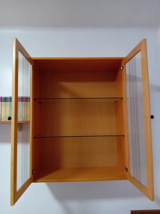 Vitrina de madera y cristal colgante