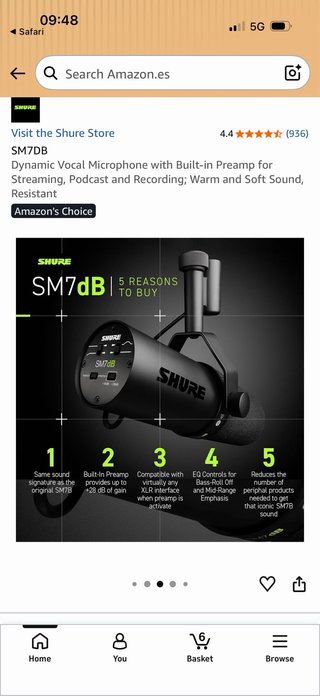Shure SM7dB Micrófono Profesional Negro
