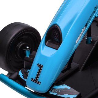 Go Kart Eléctrico para Niños de 8-12 Años, 24V 6-13Km/H Drift Go Kart para Niños con Arranque Lento, Claxon, Música y Cinturón de Seguridad, Azul y Negro