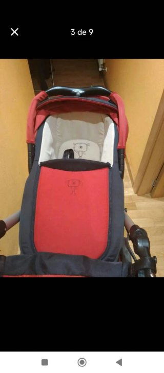 Carrito Bebé Rojo Oso con saco invierno