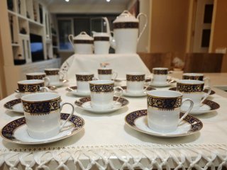 Juego de café Limoges Cobalto y Oro
