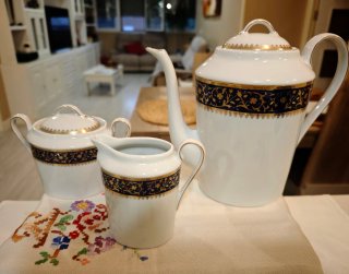 Juego de café Limoges Cobalto y Oro
