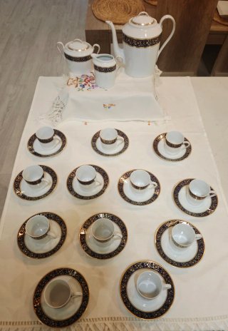 Juego de café Limoges Cobalto y Oro