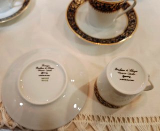 Juego de café Limoges Cobalto y Oro