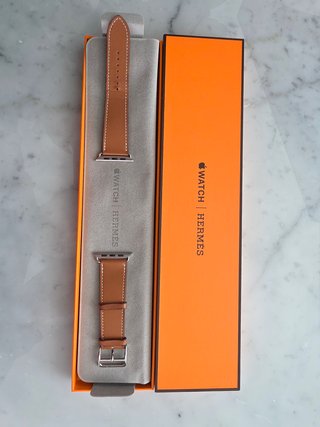 Correa Apple Watch Hermès piel marrón 46 mm