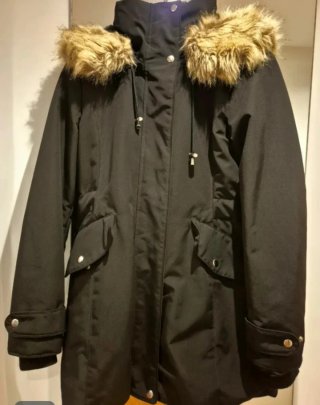 Abrigo Anorak Zara Negro Mujer