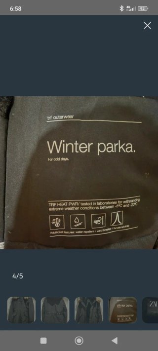 Abrigo Anorak Zara Negro Mujer