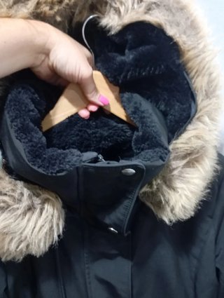 Abrigo Anorak Zara Negro Mujer