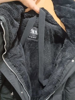 Abrigo Anorak Zara Negro Mujer