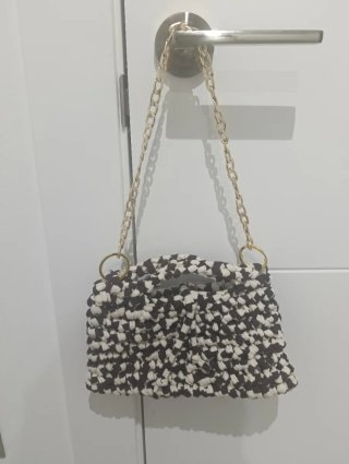 Bolso crochet nuevo negro y blanco