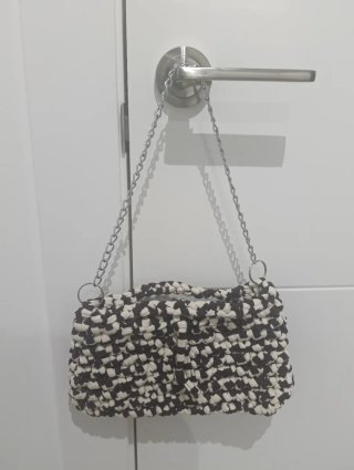 Bolso Crochet Marrón y Blanco Nuevo