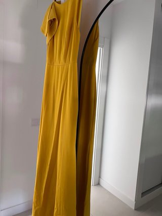 Vestido fiesta amarillo talla XS con cinturón